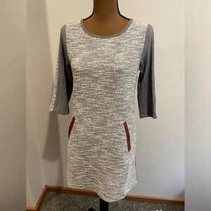 THML by Anthropologie Tweed dress with faux leather accent pockets